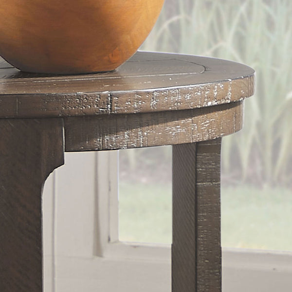 English Elm (1 Coffee Table+1 Side Table) Two-piece Pine Wood Round Set with Wheels Rustic Living Room Dark Brown W2582S00194