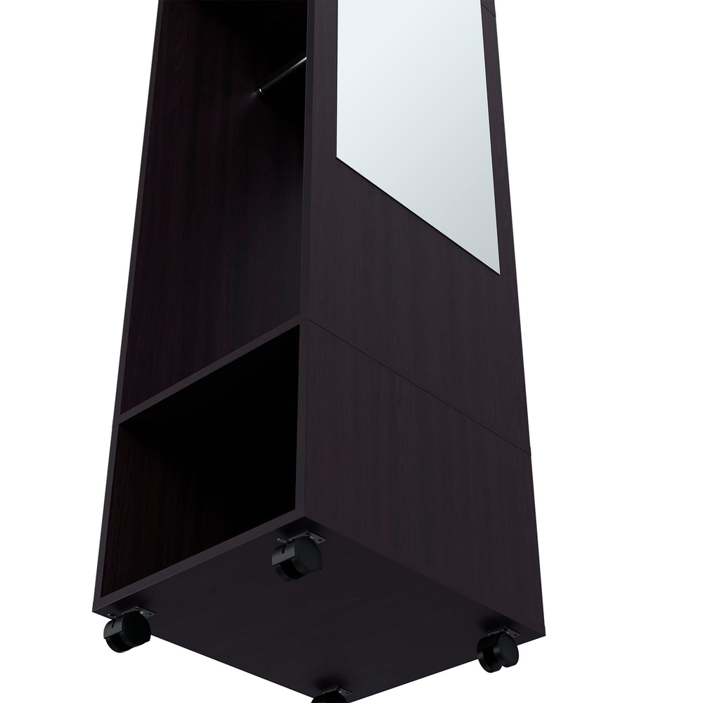 English Elm Wardrobe Devon Black Engineered Wood with Mirror, Clothing Rod & Shelves — Compact Bedroom Storage Durable B092P225206