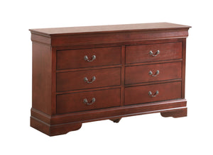 English Elm LouisPhillipe Elegant Traditional Dresser with Carved Bases, English Dovetail Drawers & Tarnish-Resistant Hardware Cherry 37 L x 59 W x 18 H B078108119