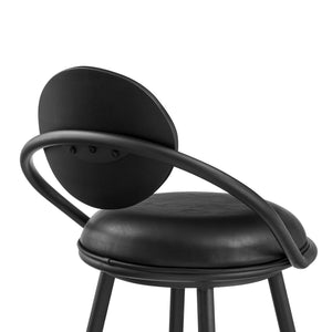 English Elm Lacey Swivel Barstool Matte Iron Base Faux Leather Seat Mid-century Kitchen Bar Black B2736P464813
