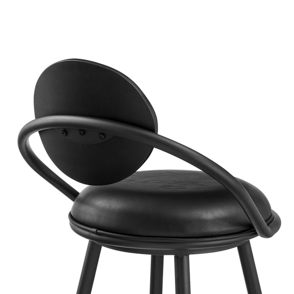English Elm Lacey Swivel Barstool Matte Iron Base Faux Leather Seat Mid-century Kitchen Bar Black B2736P464813