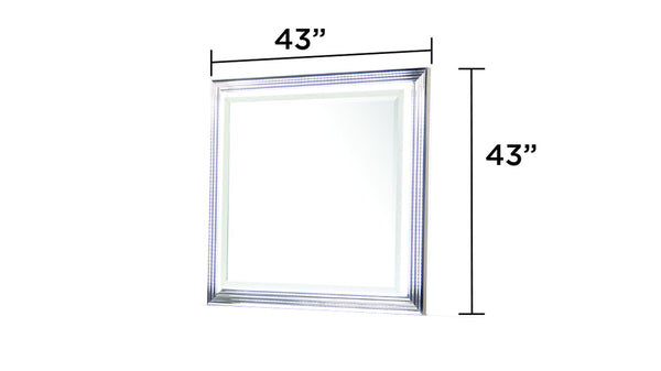English Elm Desire LED-Lit White Frame Mirror with Polished Metallic Trim, Large Viewing Surface, Modern Chic G150109089