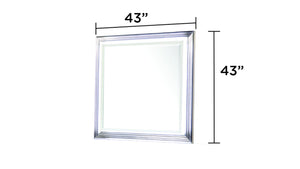 English Elm Desire LED-Lit Wall Mirror with White Frame and Polished Metallic Trim, Large Reflection Surface B009P309337