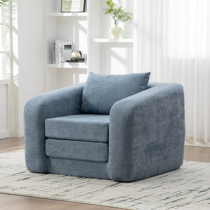 English Elm 40" Chenille Cloud Floor Chair Convertible Sleeper Sofa Lounge for Dorm Apartment Bedroom Light Blue W3118P388897