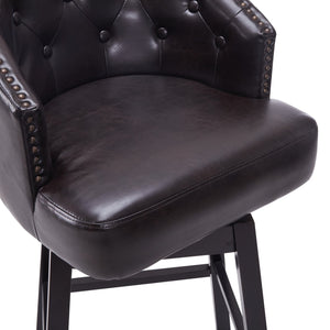 English Elm Christopher Knight Home® - 33.25" Swivel Counter Stools Set of 2 — 360° Faux Leather Bar Stools with Tufted Back, Footrest, Adjustable Feet WF532108BRN
