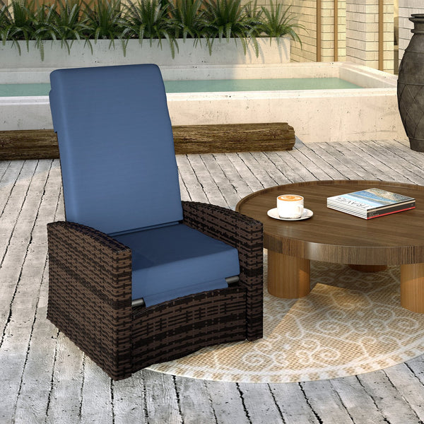 English Elm Outsunny Pe Rattan Swivel Recliner Outdoor Chair with Footrest and Padded Cushions W2225P485593