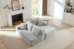 English Elm L-Shaped Cloud Sectional Sofa - Plush Modular Sleeper, No Assembly, Light Grey Comfort For Any Space W2339P306766