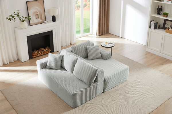 English Elm L-Shaped Cloud Sectional Sofa - Plush Modular Sleeper, No Assembly, Light Grey Comfort For Any Space W2339P306766