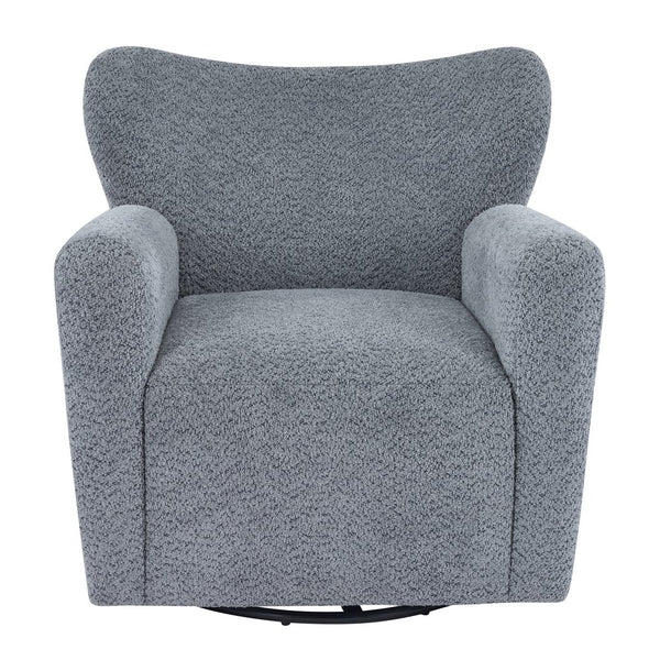 English Elm Modern Bouclé Wingback Swivel Chair with 360 Degree Rotation for Living Room Black,Dusty Blue N776P403573B