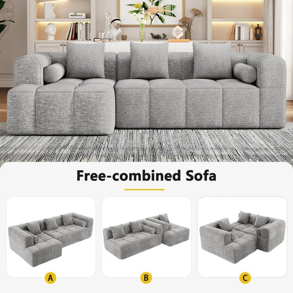 English Elm 101.2" Modular Chenille Sectional Sofa with Tufted Cushions and Deep Seating for Living Room N719S001890R