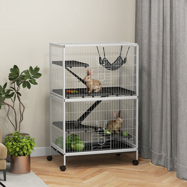 English Elm Pawhut Five Tier Ferret Chinchilla Habitat Steel Wire Enclosure with Hammock Rolling Base W2225P173730