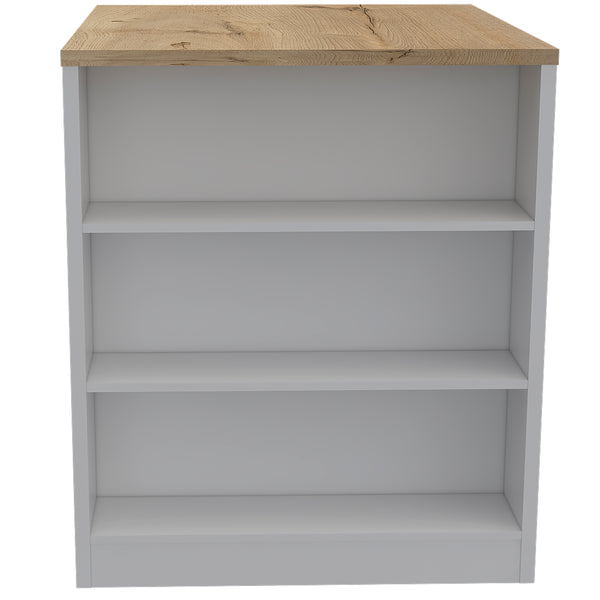 English Elm Alameda Modern Kitchen Island with Three Concealed Drawers, Multicolor Particle Board, 36.2" Top B128S00130