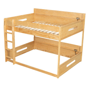 English Elm Queen Over Pine Bunk Bed with Built-in Shelves and Usb Charging Ports Wood N7090002238D