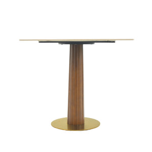 English Elm Modern Square Dining Table - 33.5" Sintered Stone Top With Wood Legs & Gold Base For Small Spaces P2 W1535S00599-GIGA