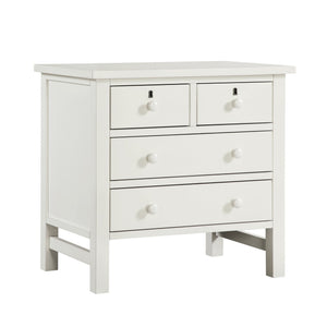 English Elm Georgina Distressed 4-Drawer Nightstand with French Dovetail Drawers and Decorative Faux Keyholes, 32" Antique White B050P376953