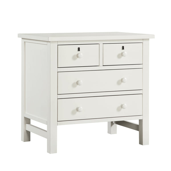 English Elm Georgina Distressed 4-Drawer Nightstand with French Dovetail Drawers and Decorative Faux Keyholes, 32" Antique White B050P376953
