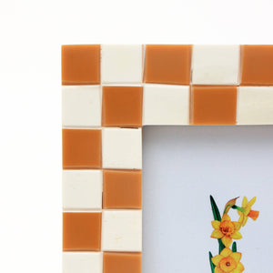 English Elm Decorative Handcrafted Bone Resin Checkered Photo Frame, 4"X6" - Chic Tabletop Accent & Gift Idea B346P336808