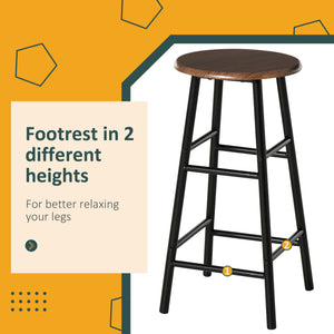 English Elm Homcom 3-Piece Counter Height Bar Table & Stool Set, Space-Saving Design With Storage Shelf, Black/Brown W2225P217932