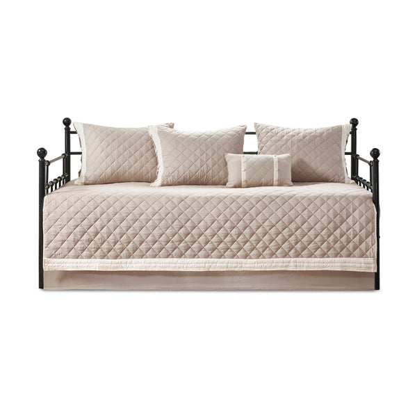 English Elm 6 Breanna Cotton Daybed Cover Set Khaki Diamond Quilted Twin with Bedskirt, Shams & Pillow, Hypoallergenic B03597558