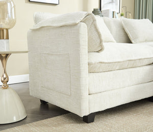 English Elm United Cozy Two-Seat Chenille Sofa With Detachable Armrests, Footstools, And Side Pockets For Comfort P2 W1568S00137-GIGA