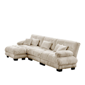 English Elm Luxury Modular Sectional Sofa Couch - Elegant Chenille L-Shaped Deep Seat With Convertible Ottoman W714S01029