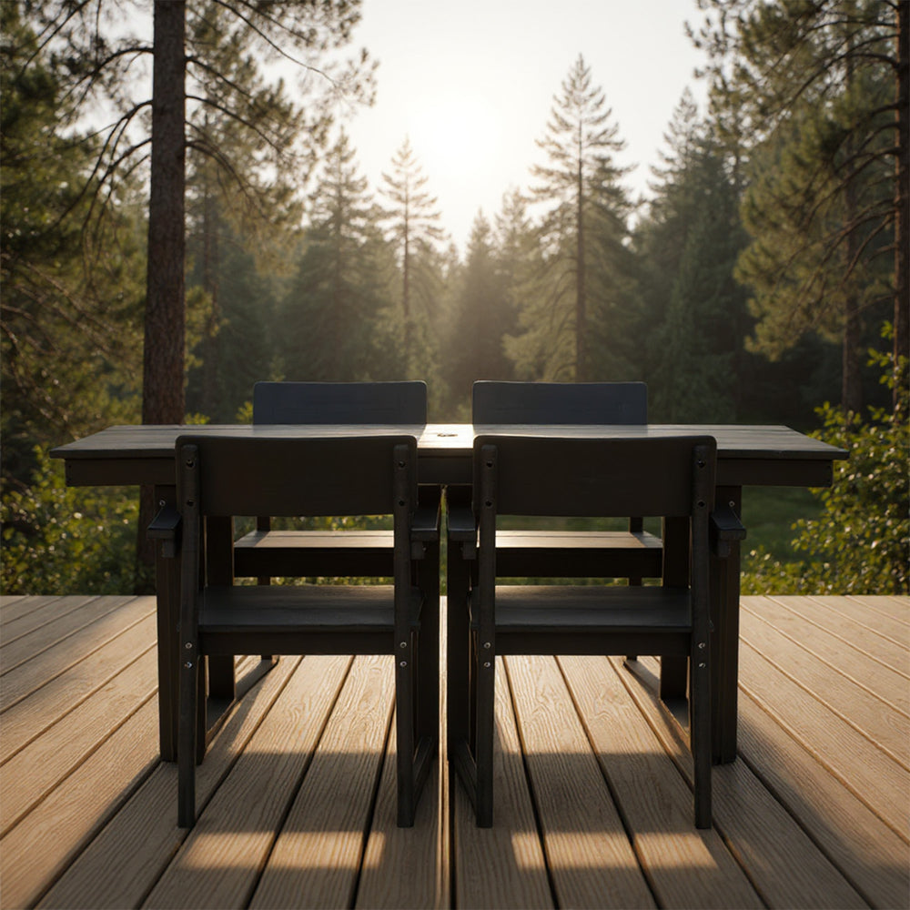 English Elm 5-Piece Hdpe Outdoor Dining Set For 4 – Eco-Friendly, Weather-Resistant Patio Furniture For All Seasons W3566S00014