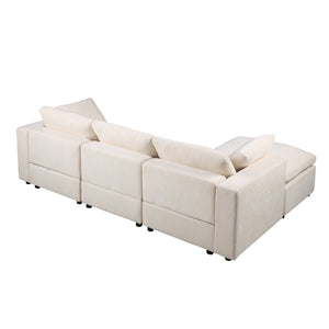 English Elm Modular Sectional Sofa: Versatile U-Shaped Couch With Ottomans For Stylish Living Room Comfort W1123S00036