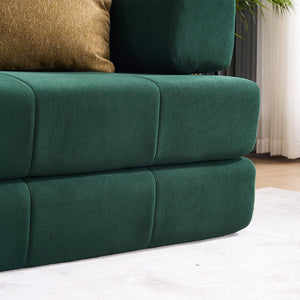 English Elm Folding Sofa Bed with Corduroy Cover, 78.5" Convertible Futon Couch, No-Assembly Foam Spring Mattress, Compact Sleeper for Living Room Green W2915P276680