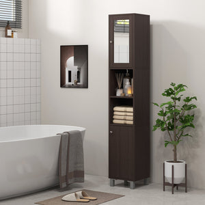 English Elm Kleankin Tall Bathroom Storage Cabinet With Mirror - Stylish Freestanding Tower For Organized Spaces W2225P217002