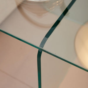 English Elm Tempered Clear Glass Side Table – Versatile Nightstand & Display Pedestal For Any Room Décor W1718P255019-GIGA