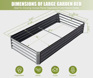 English Elm 6x3x1ft Galvanized Raised Garden Bed — Heavy-Duty Rust-Resistant Steel Planter with Open Base, Safe Edges and Support Rods for Effortless Vegetable, Flower & Herb Gardening Silver W1859P197882