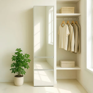 English Elm Elise Slim Modular Wood Closet Cabinet with Mirror — Tall White Melamine Organizer, Durable, Easy Assembly, Ample Storage B040P311967