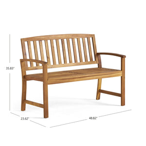 English Elm Christopher Knight Home® - LOJA Bench - Acacia Wood Outdoor Bench with Ergonomic Curved Backrest, Durable Stable Construction Teak 57495.00ACA