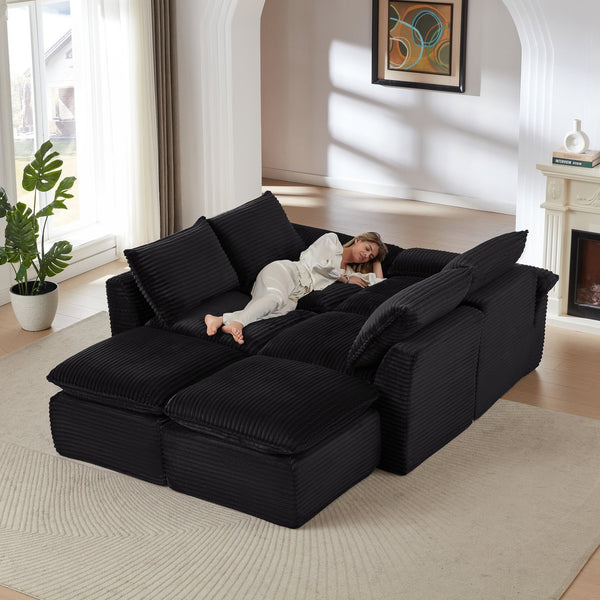 English Elm Modern Corduroy Cloud Sofa - Stylish Modular Design For Comfort In Living Rooms, Offices & Apartments W3396S00024