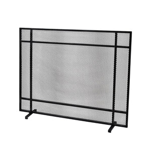 English Elm Christopher Knight Home® - FIRE Markus Modern Single Panel Iron Firescreen with Brushed Silver Finish, Minimalist Mesh Guard Black+Silver 65183.00BBSILV