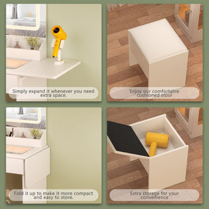 English Elm Small Vanity Desk With Adjustable Led Mirror, Usb Charging, And Organized Storage – Perfect For Compact Spaces W3767P360334-GIGA
