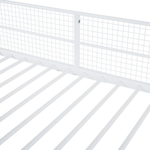 English Elm Twin Twin Over Full Metal Bunk Bed with 5-Tier Staircase Shelves, Space-Saving Storage & Wood Accents White SF000175AAK