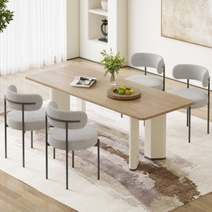 English Elm Dining Chair Set of 4 Sherpa Upholstered Button Tufted Mid Century Modern Seating T3623P431463