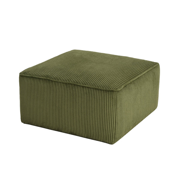 English Elm Upholstered Corduroy Square Ottoman with Pocket Coil Support for Living Room Use N757P180768E