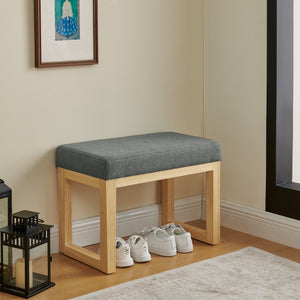 English Elm Shoe-changing Bench Solid Wood Frame Loop Yarn Cushion Compact Entryway Seat Dark Gray W487P384369