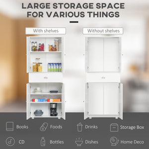English Elm Homcom 72" Stylish Freestanding Kitchen Pantry Cabinet With Adjustable Shelves & Elegant Design W2225S00063