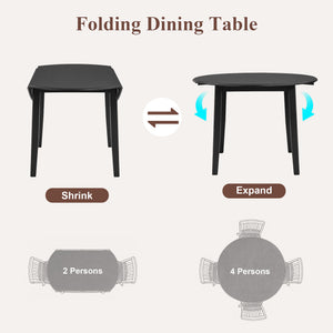 English Elm Extendable Round Dining Table Folding Mdf Top Rubberwood Legs Small Space Apartment Black N752P405933B