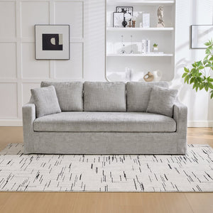 English Elm 83.86" Wide Chenille Three-seater Sofa Deep Cushioned Living Room Couch with Removable Covers Gray W3189S00013