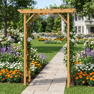 English Elm Wooden Garden Arch Solid Freestanding Trellis for Climbing Plants and Ceremonies W2640P356954