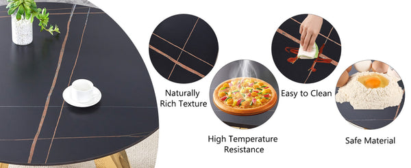 English Elm The 42-Inch Round Gold-Plated Granite Table - Luxurious Sintered Stone For Dining & Meetings, Seats 4-6 W2920S00004-GIGA