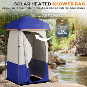 English Elm Outsunny Privacy Shower Tent for Camping with Solar Bag Rainfly and Carry Tube Blue W2225P200367