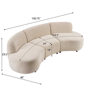 English Elm Cozelle Three Piece Boucle Sectional Curved Cloud Sofa for Modern Living Rooms N773IS00094B