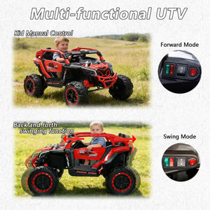 English Elm 24v Kids Ride on Utv with Parental Remote Independent Suspension and Bluetooth Audio Red W3662P456693