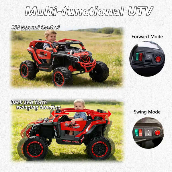English Elm 24v Kids Ride on Utv with Parental Remote Independent Suspension and Bluetooth Audio Red W3662P456693