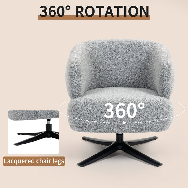 English Elm Cuddle-style linen swivel chair with 360° rotation, wrap-around cradle design for cozy compact spaces Antique Grey W3248P354261